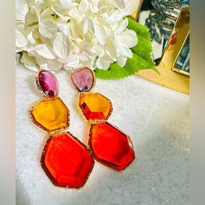 New multicolor gemstone CZ geometric dangle earrings